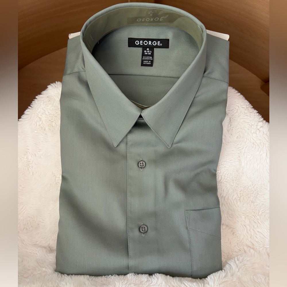 Men's Dress Shirt Wrinkle Resistant Sateen | M 38-40| Neck 15-15.5